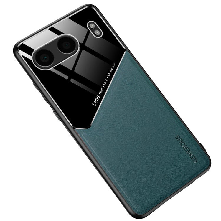 For OnePlus Nord 4 Case Leather Coated PC+TPU Phone Back Cover - Green