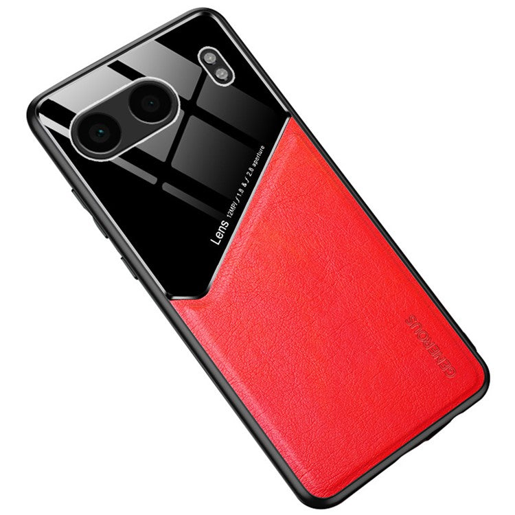 For OnePlus Nord 4 Case Leather Coated PC+TPU Phone Back Cover - Red