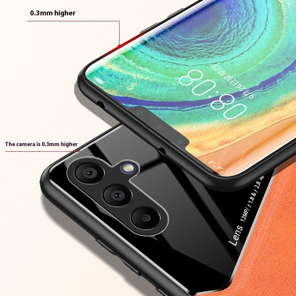 For Samsung Galaxy A16 5G / A16 4G Case Leather Coated PC+TPU Phone Back Cover - Orange