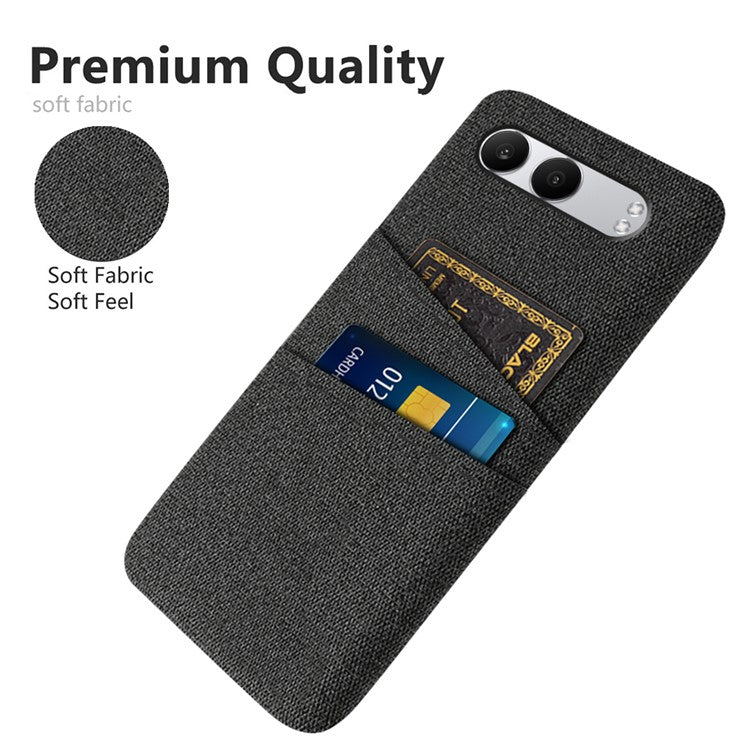 For OnePlus Nord 4 Case Cloth + Hard PC Phone Cover with Dual Card Slots - Black