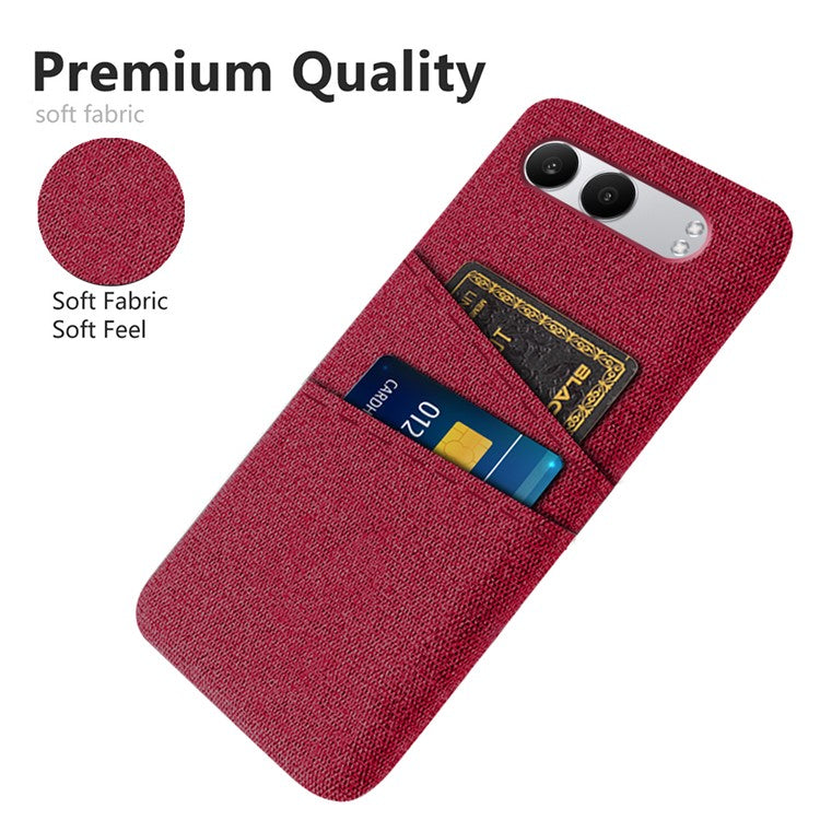 For OnePlus Nord 4 Case Cloth + Hard PC Phone Cover with Dual Card Slots - Red
