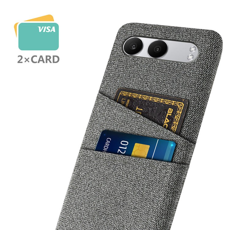For OnePlus Nord 4 Case Cloth + Hard PC Phone Cover with Dual Card Slots - Grey