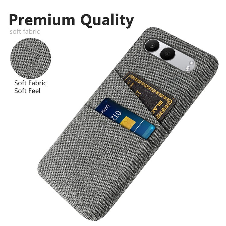 For OnePlus Nord 4 Case Cloth + Hard PC Phone Cover with Dual Card Slots - Grey