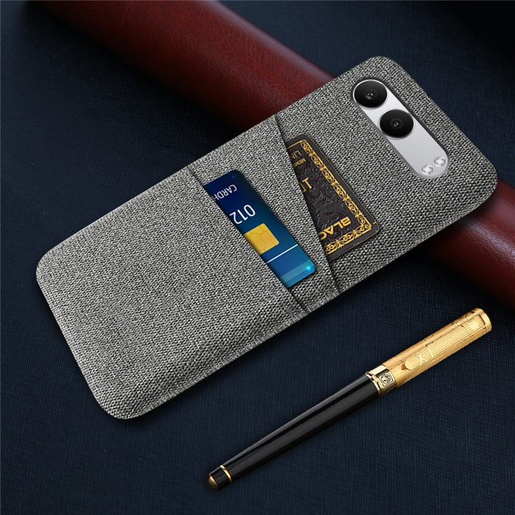 For OnePlus Nord 4 Case Cloth + Hard PC Phone Cover with Dual Card Slots - Grey