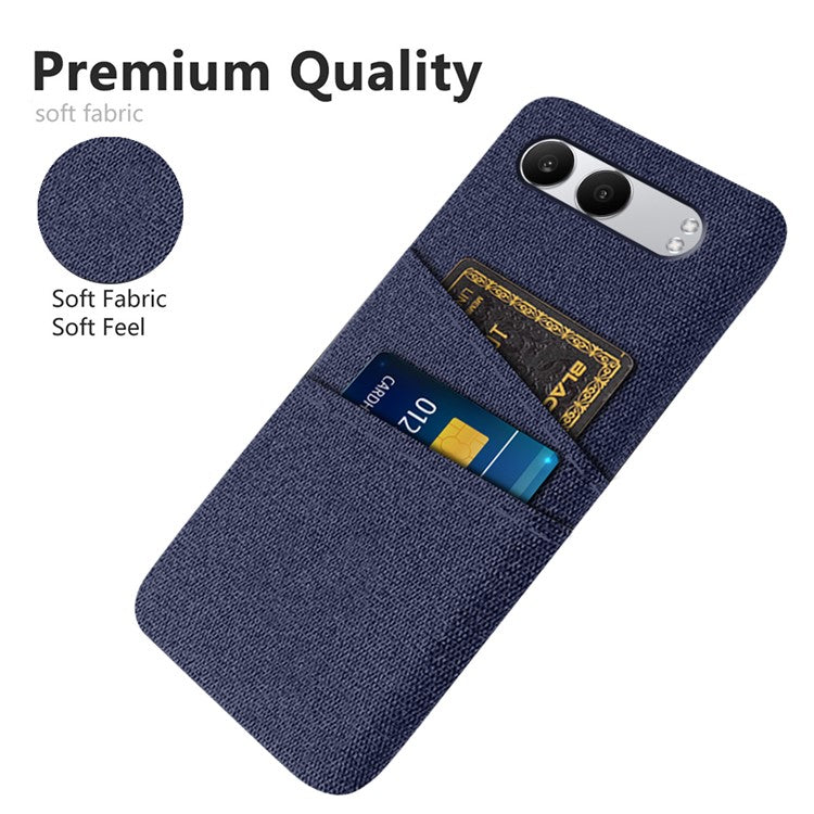 For OnePlus Nord 4 Case Cloth + Hard PC Phone Cover with Dual Card Slots - Blue