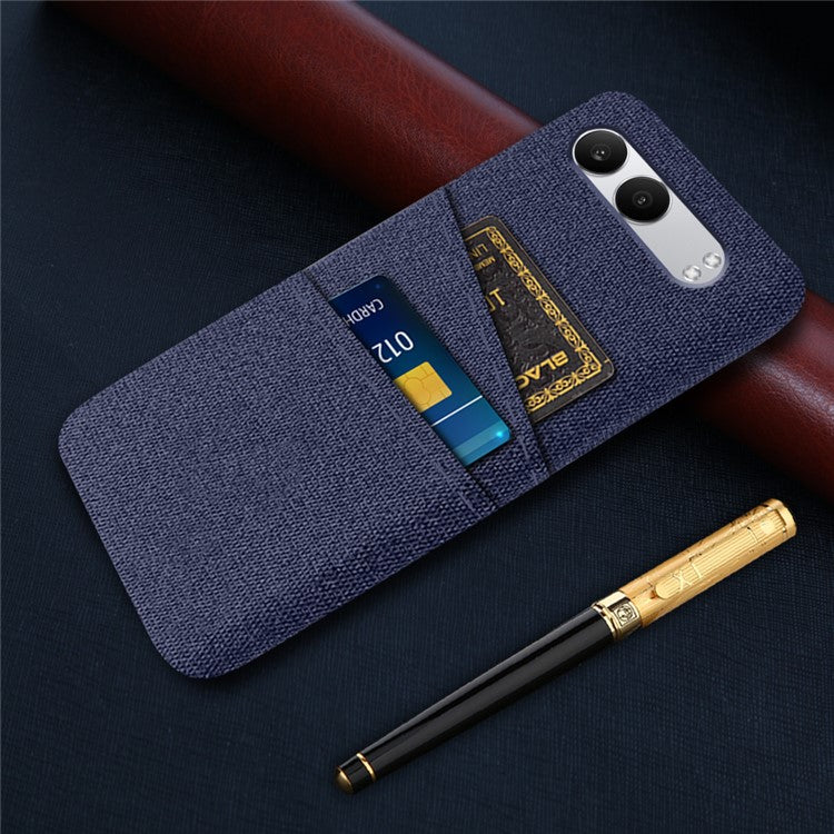 For OnePlus Nord 4 Case Cloth + Hard PC Phone Cover with Dual Card Slots - Blue