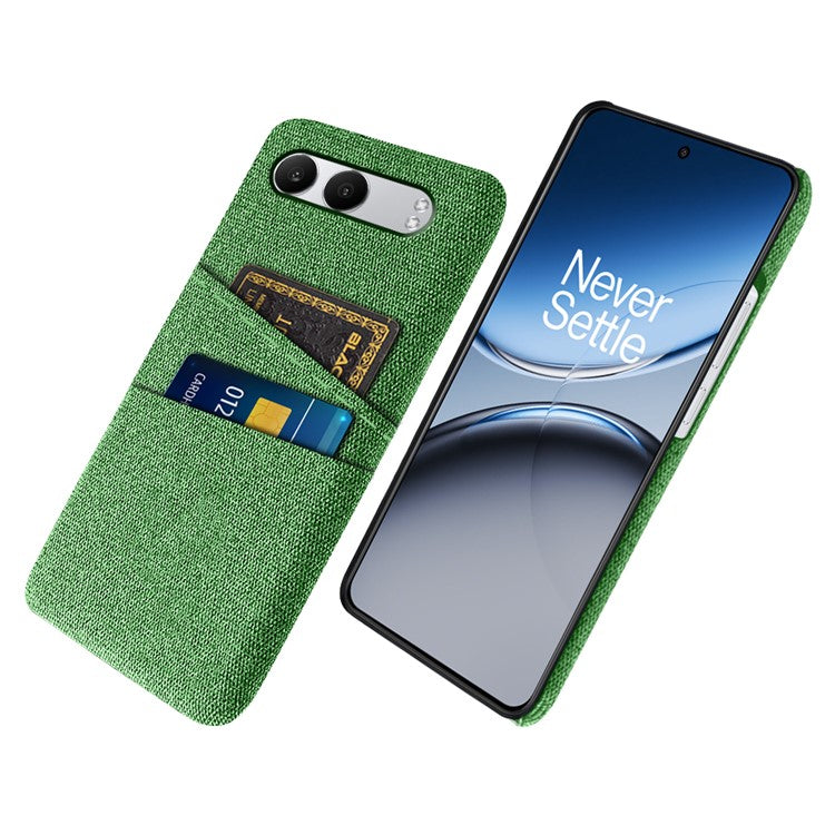 For OnePlus Nord 4 Case Cloth + Hard PC Phone Cover with Dual Card Slots - Green