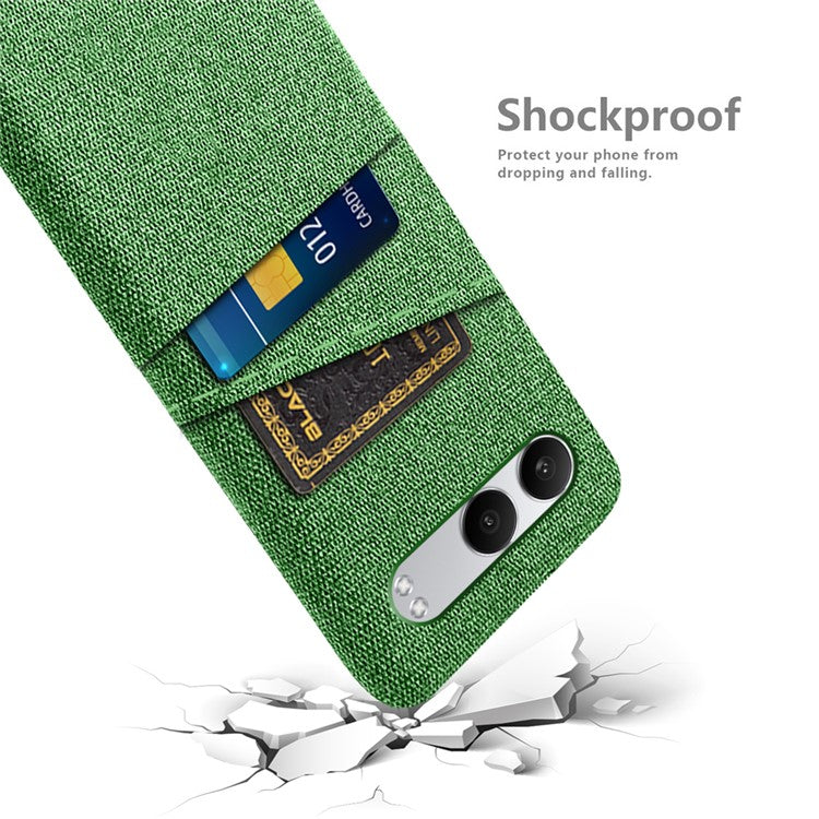 For OnePlus Nord 4 Case Cloth + Hard PC Phone Cover with Dual Card Slots - Green