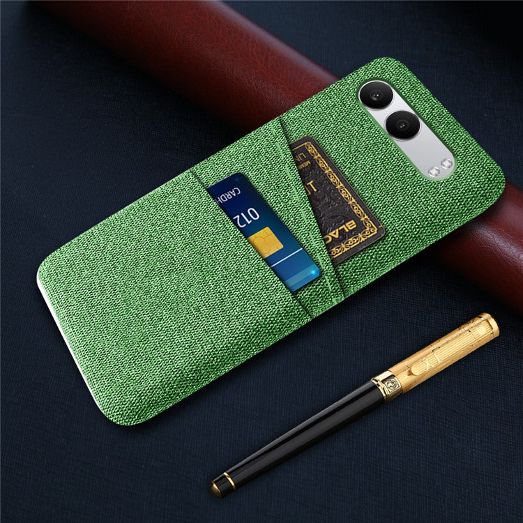 For OnePlus Nord 4 Case Cloth + Hard PC Phone Cover with Dual Card Slots - Green