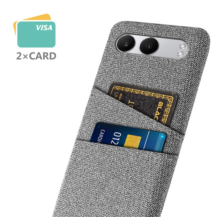 For OnePlus Nord 4 Case Cloth + Hard PC Phone Cover with Dual Card Slots - Light Grey