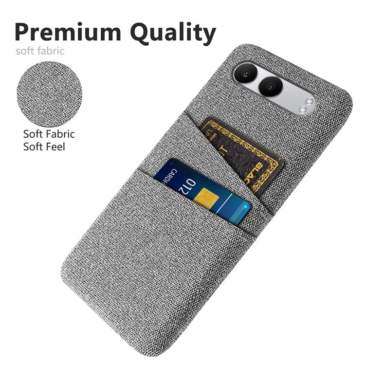 For OnePlus Nord 4 Case Cloth + Hard PC Phone Cover with Dual Card Slots - Light Grey