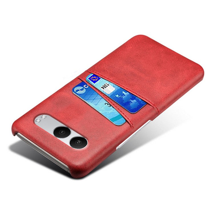 For OnePlus Nord 4 Case Dual Card Slots PU Leather + Hard PC Phone Cover - Red