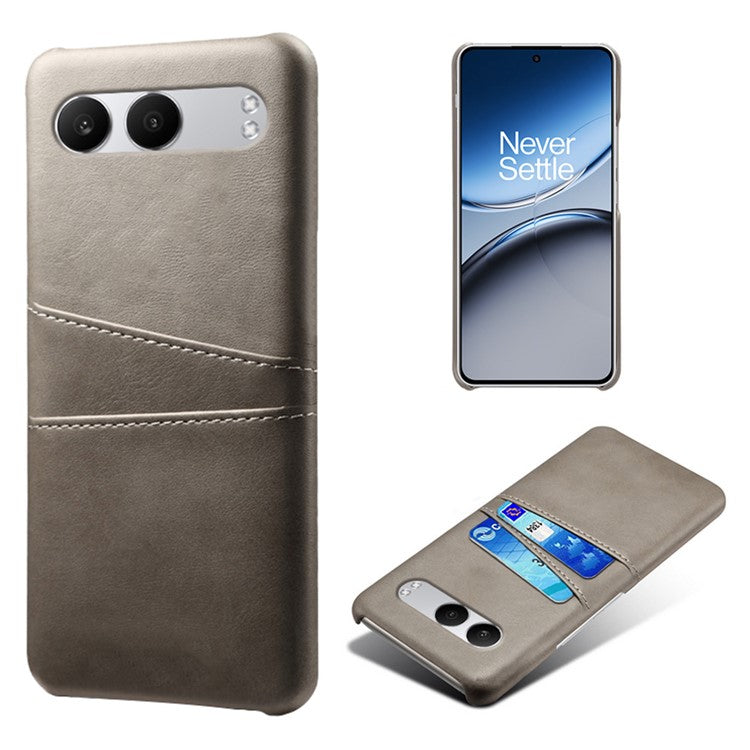 For OnePlus Nord 4 Case Dual Card Slots PU Leather + Hard PC Phone Cover - Grey