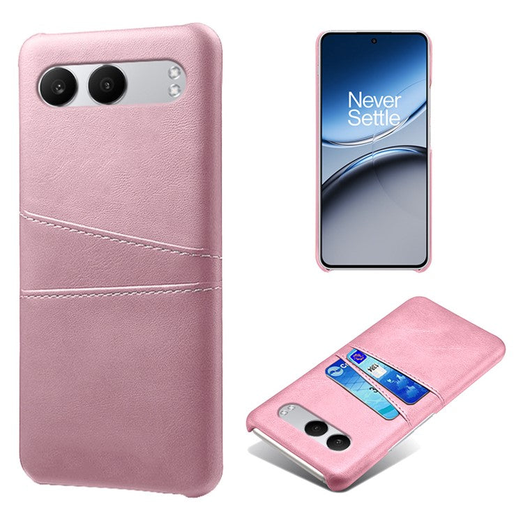 For OnePlus Nord 4 Case Dual Card Slots PU Leather + Hard PC Phone Cover - Rose Gold