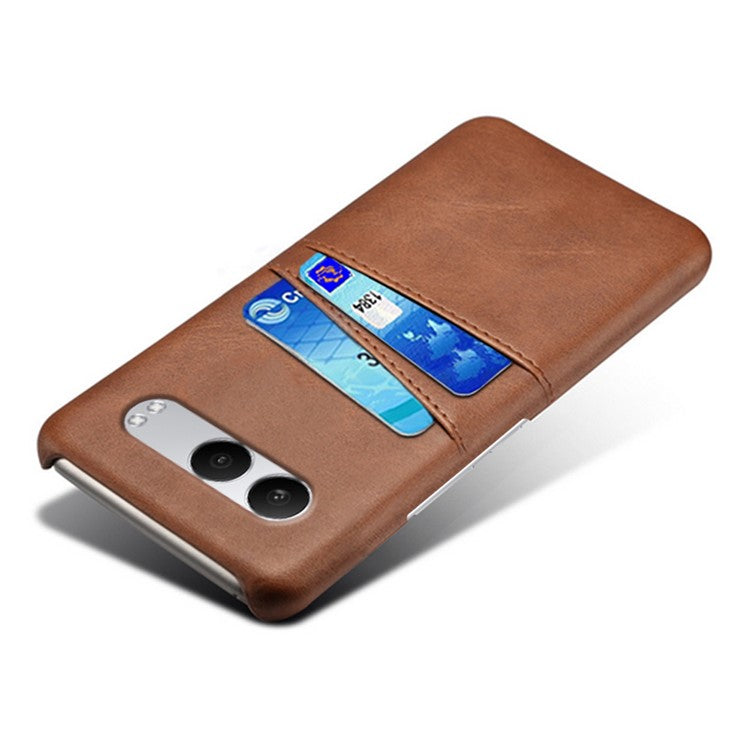 For OnePlus Nord 4 Case Dual Card Slots PU Leather + Hard PC Phone Cover - Brown
