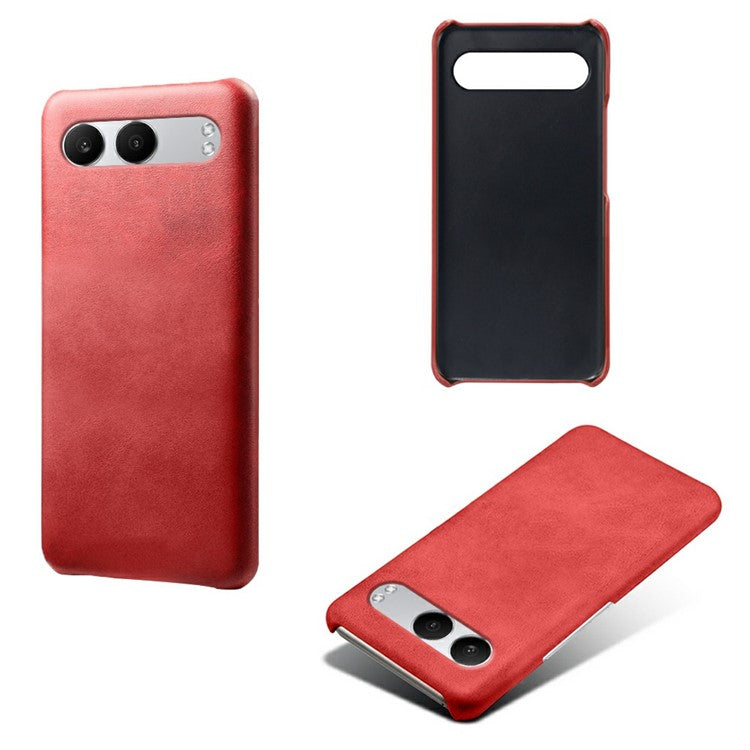 For OnePlus Nord 4 Case Calf Texture PU Leather Hard PC Protective Phone Cover - Red
