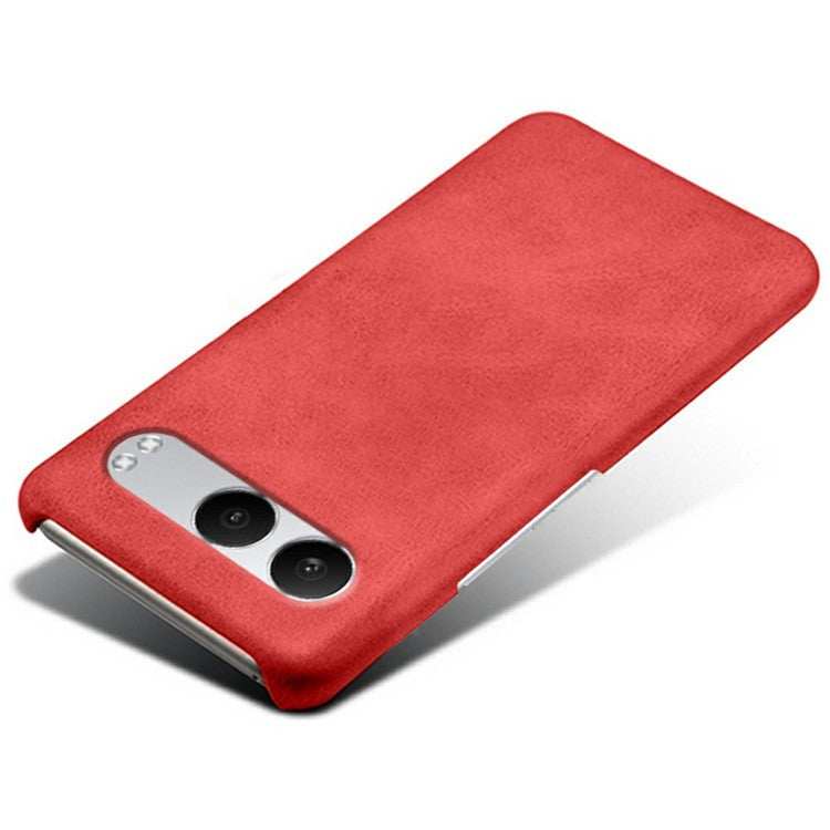 For OnePlus Nord 4 Case Calf Texture PU Leather Hard PC Protective Phone Cover - Red