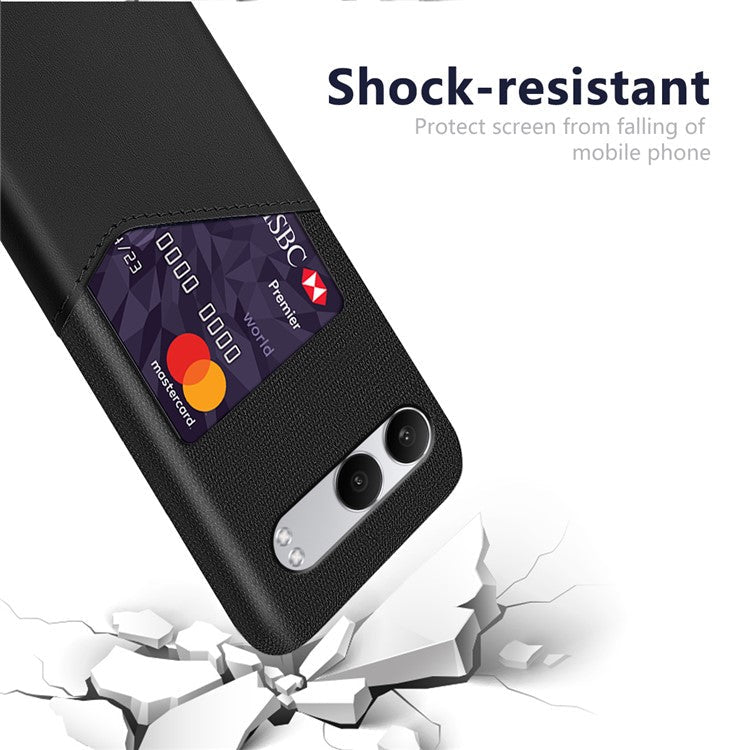 For OnePlus Nord 4 Case Cloth Texture PU Leather Hard PC Card Slot Phone Cover - Black