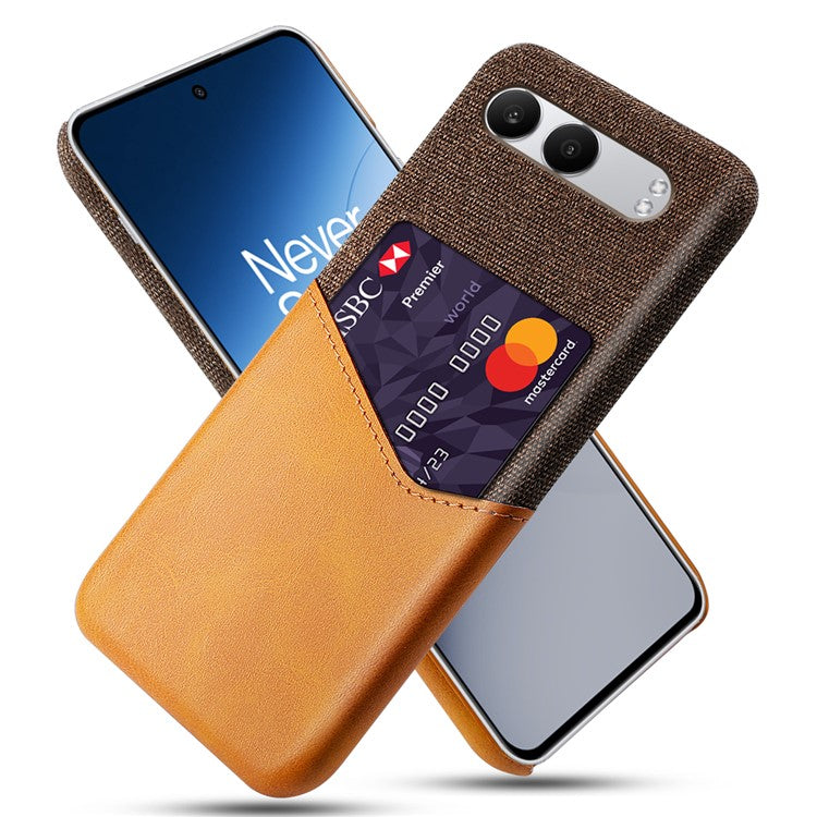 For OnePlus Nord 4 Case Cloth Texture PU Leather Hard PC Card Slot Phone Cover - Orange