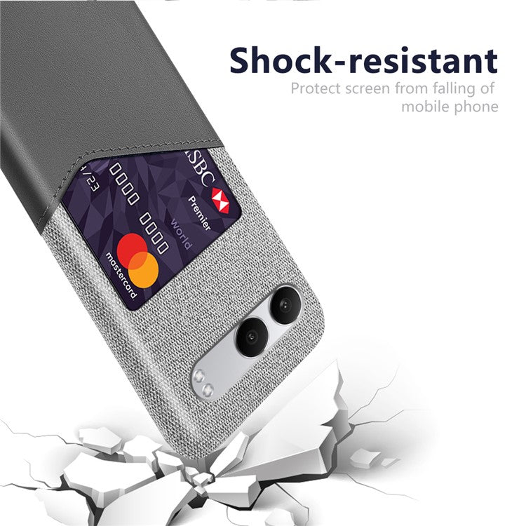 For OnePlus Nord 4 Case Cloth Texture PU Leather Hard PC Card Slot Phone Cover - Grey