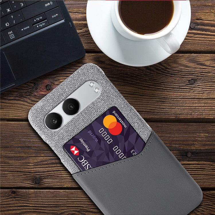 For OnePlus Nord 4 Case Cloth Texture PU Leather Hard PC Card Slot Phone Cover - Grey