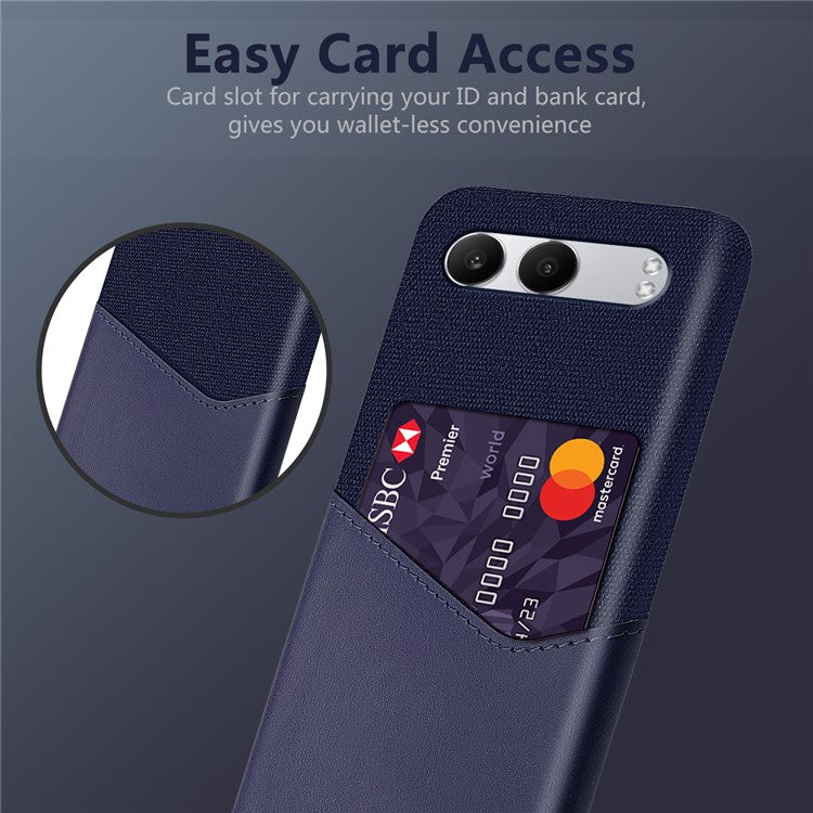 For OnePlus Nord 4 Case Cloth Texture PU Leather Hard PC Card Slot Phone Cover - Blue