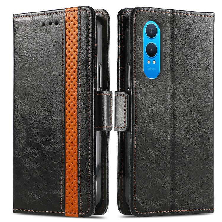 CASENEO 002 Series For OnePlus Nord CE4 Lite 5G / Oppo K12x 5G (China) Case Stand Wallet Splicing PU Leather Cover - Black