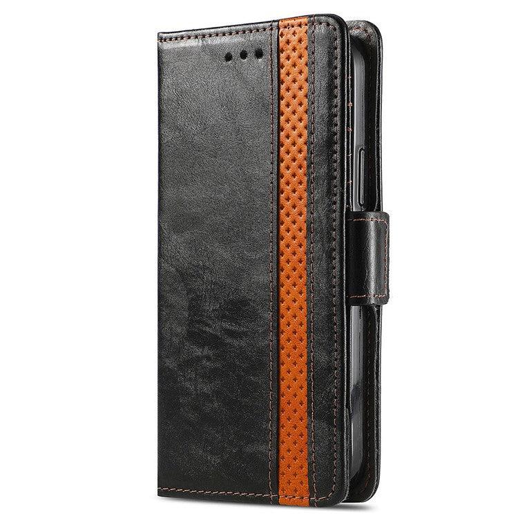 CASENEO 002 Series For OnePlus Nord CE4 Lite 5G / Oppo K12x 5G (China) Case Stand Wallet Splicing PU Leather Cover - Black