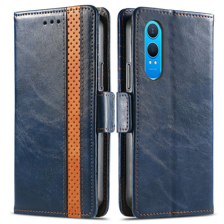CASENEO 002 Series For OnePlus Nord CE4 Lite 5G / Oppo K12x 5G (China) Case Stand Wallet Splicing PU Leather Cover - Dark Blue