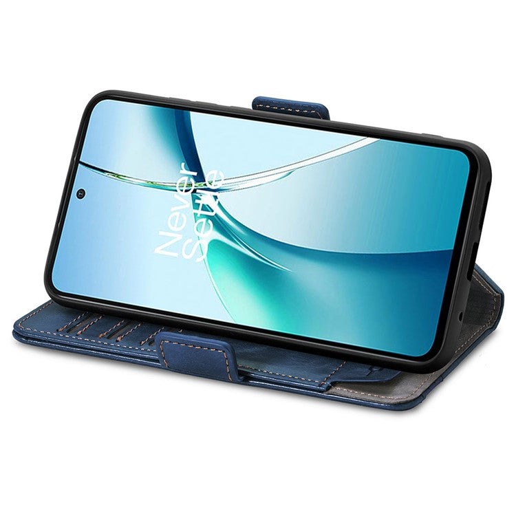 CASENEO 002 Series For OnePlus Nord CE4 Lite 5G / Oppo K12x 5G (China) Case Stand Wallet Splicing PU Leather Cover - Dark Blue