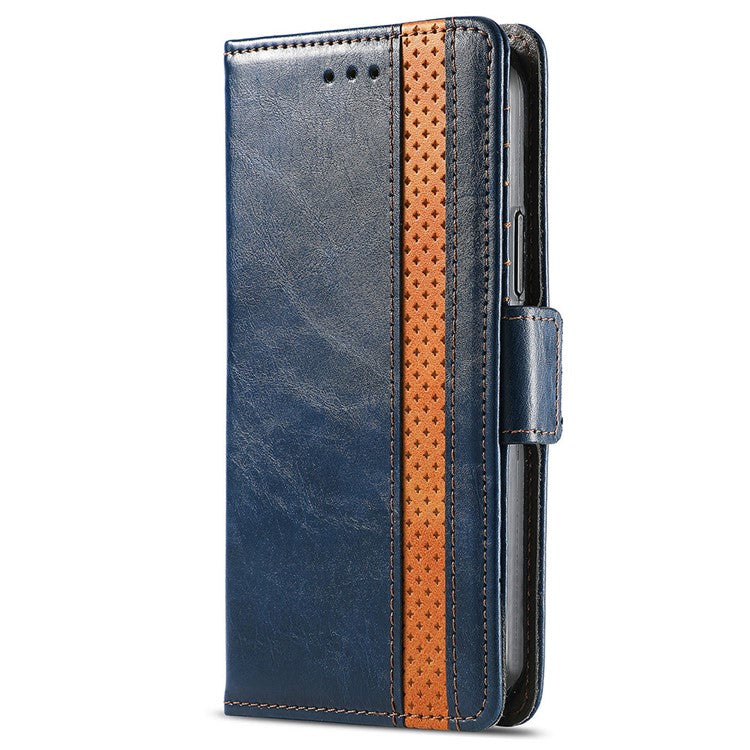 CASENEO 002 Series For OnePlus Nord CE4 Lite 5G / Oppo K12x 5G (China) Case Stand Wallet Splicing PU Leather Cover - Dark Blue