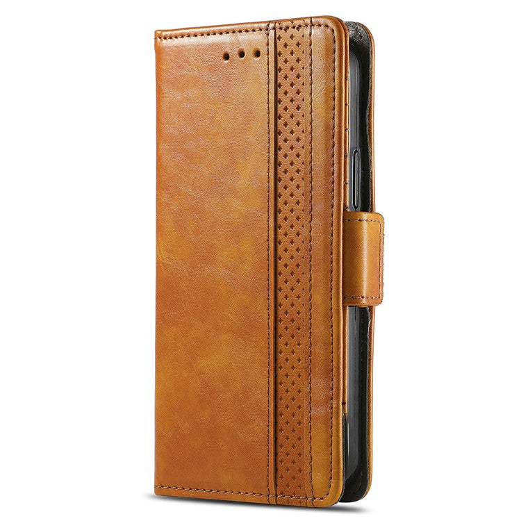 CASENEO 002 Series For OnePlus Nord CE4 Lite 5G / Oppo K12x 5G (China) Case Stand Wallet Splicing PU Leather Cover - Light Brown