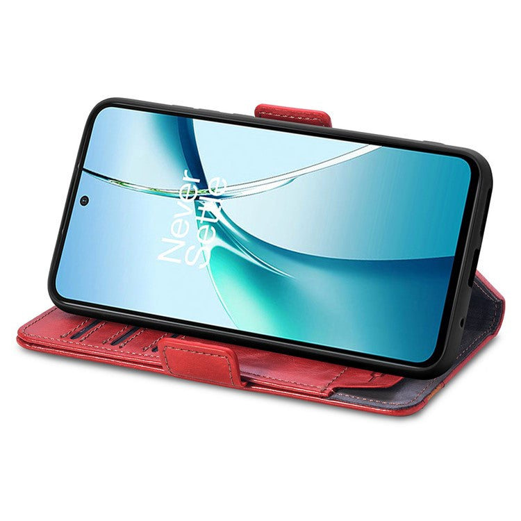 CASENEO 002 Series For OnePlus Nord CE4 Lite 5G / Oppo K12x 5G (China) Case Stand Wallet Splicing PU Leather Cover - Red