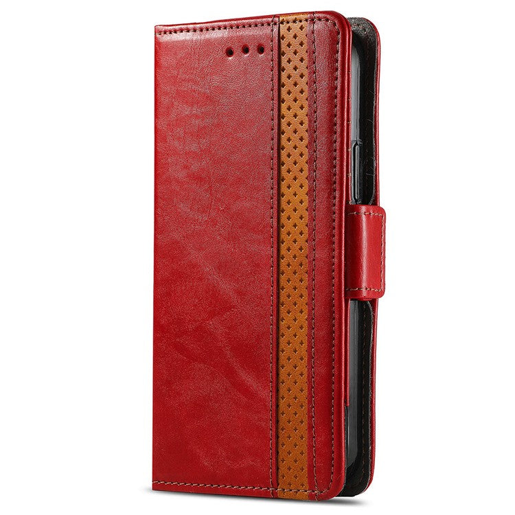 CASENEO 002 Series For OnePlus Nord CE4 Lite 5G / Oppo K12x 5G (China) Case Stand Wallet Splicing PU Leather Cover - Red