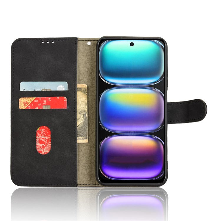 For Infinix Hot 50 5G Leather Case Skin-Feel Anti-Drop Wallet Flip Phone Cover - Black
