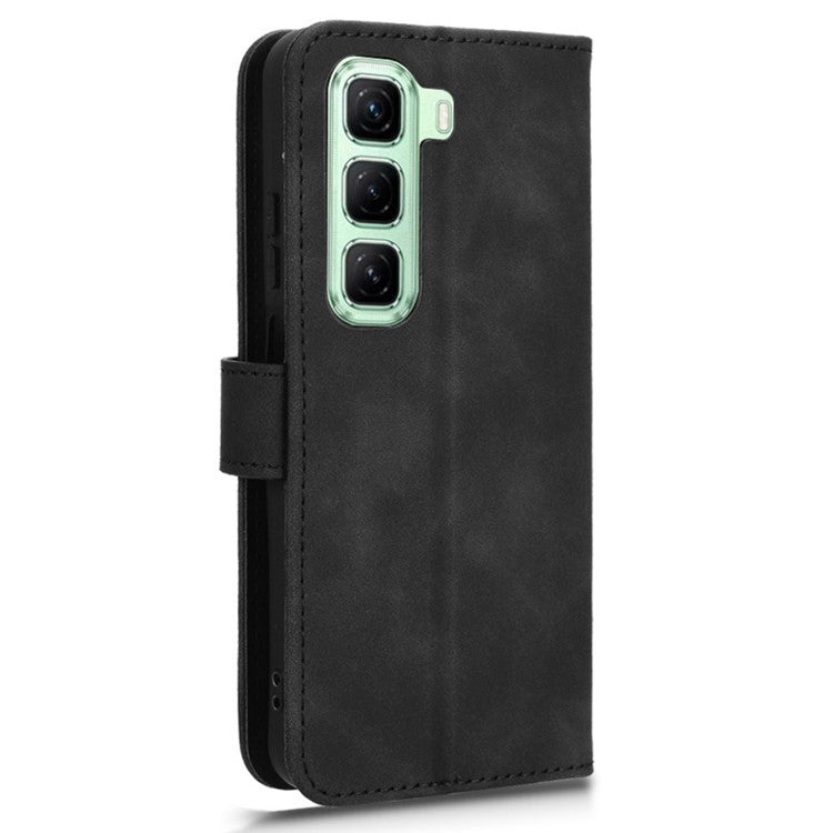 For Infinix Hot 50 5G Leather Case Skin-Feel Anti-Drop Wallet Flip Phone Cover - Black