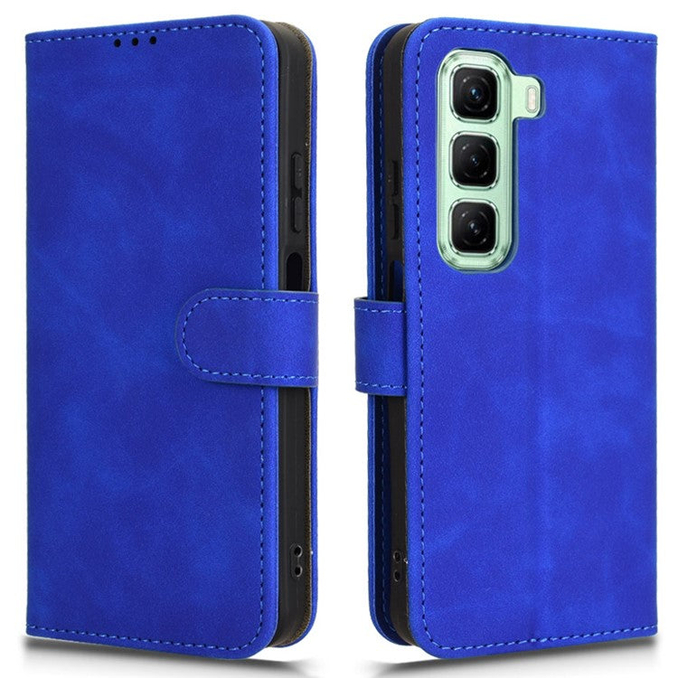 For Infinix Hot 50 5G Leather Case Skin-Feel Anti-Drop Wallet Flip Phone Cover - Blue