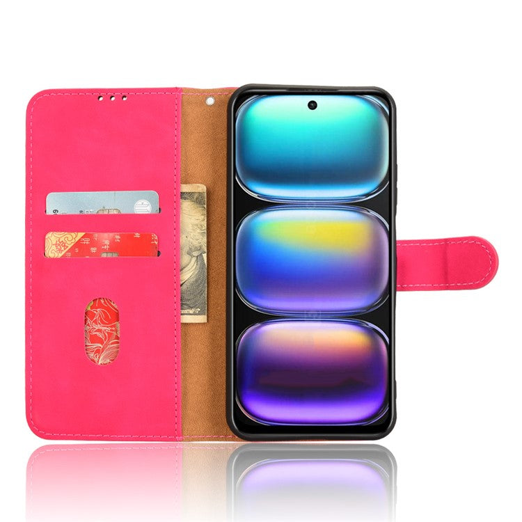 For Infinix Hot 50 5G Leather Case Skin-Feel Anti-Drop Wallet Flip Phone Cover - Rose