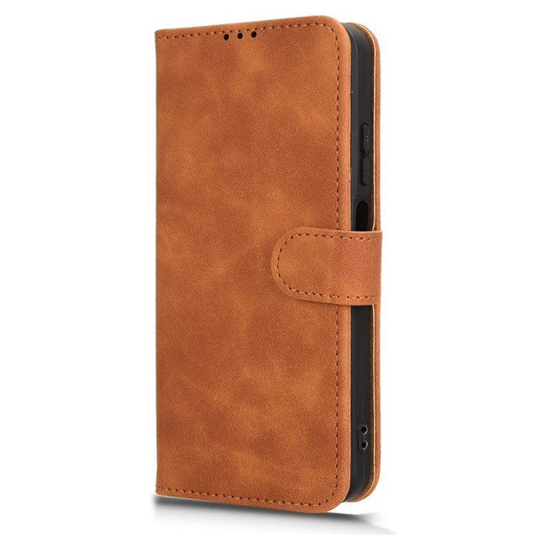 For Infinix Hot 50 5G Leather Case Skin-Feel Anti-Drop Wallet Flip Phone Cover - Brown