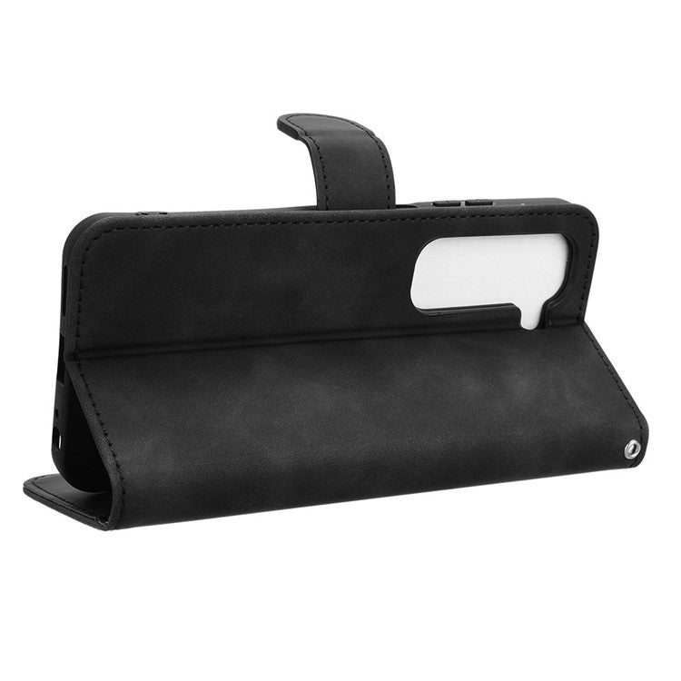 For Infinix Hot 50 4G Leather Case Skin-Feel Anti-Drop Wallet Flip Phone Cover - Black