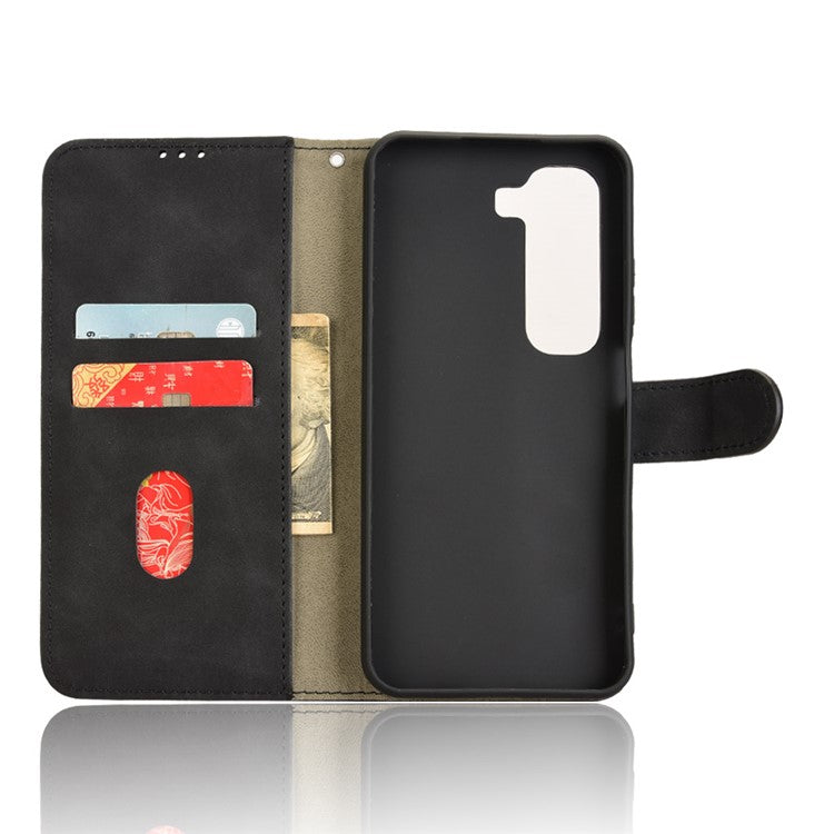 For Infinix Hot 50 4G Leather Case Skin-Feel Anti-Drop Wallet Flip Phone Cover - Black