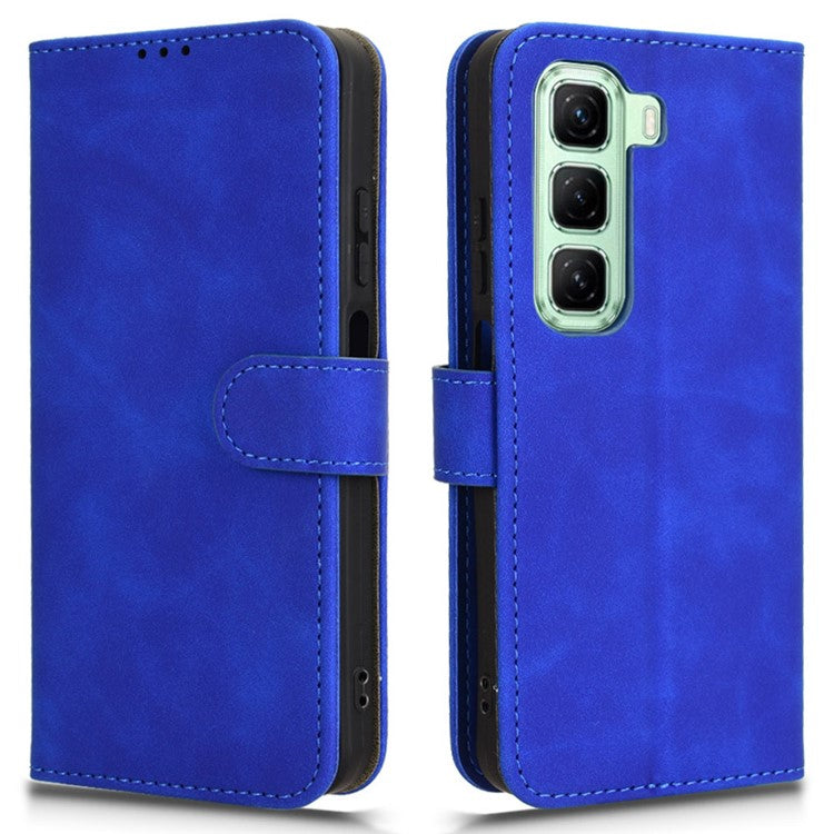 For Infinix Hot 50 4G Leather Case Skin-Feel Anti-Drop Wallet Flip Phone Cover - Blue