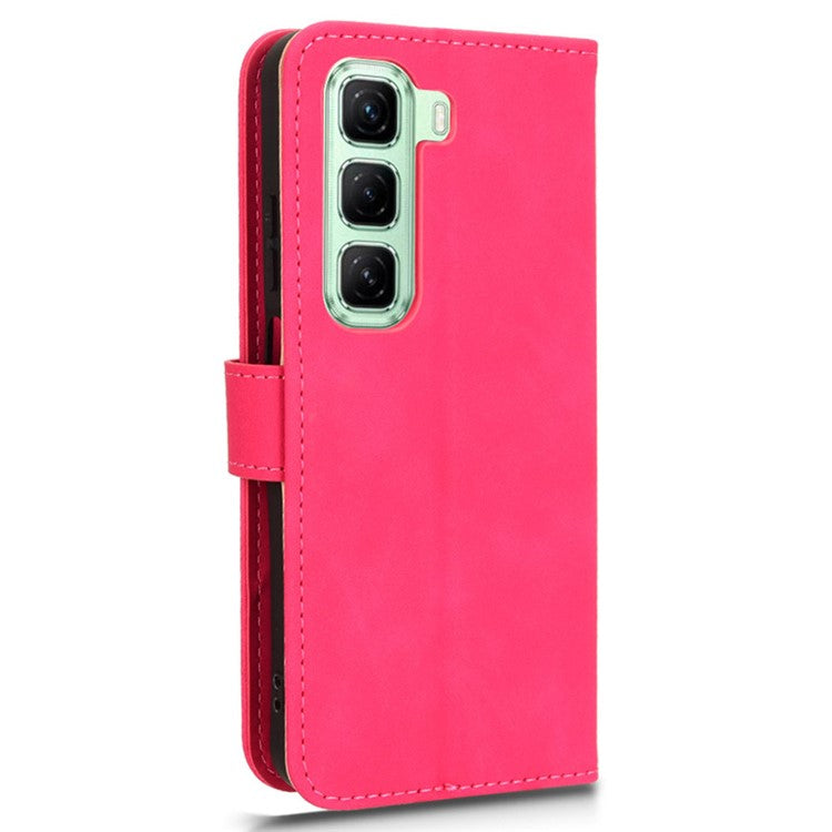 For Infinix Hot 50 4G Leather Case Skin-Feel Anti-Drop Wallet Flip Phone Cover - Rose
