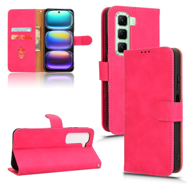 For Infinix Hot 50 4G Leather Case Skin-Feel Anti-Drop Wallet Flip Phone Cover - Rose