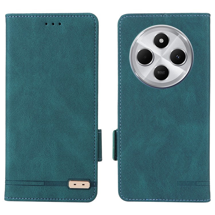 For Xiaomi Redmi 14C 4G Case Leather Wallet Flip Phone Cover with Hardware Decor - Blue