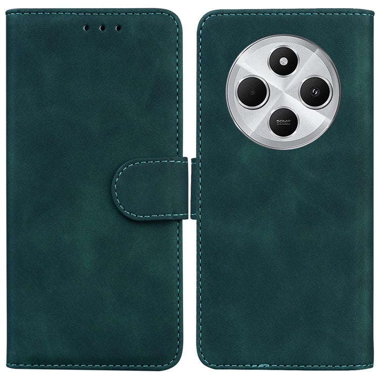 For Xiaomi Poco C75 4G / Redmi 14R 5G / 14C 4G Case Solid Color Leather Wallet Phone Cover - Green
