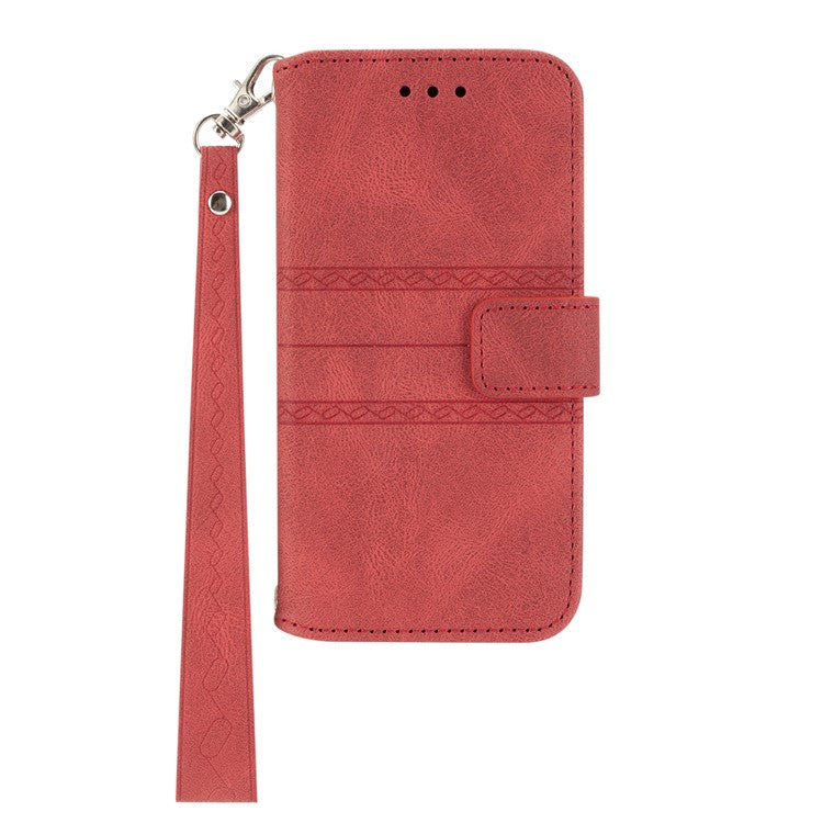 For Xiaomi Poco C75 4G / Redmi 14R 5G / 14C 4G Case Wallet PU Leather Imprinted Pattern Phone Cover - Red