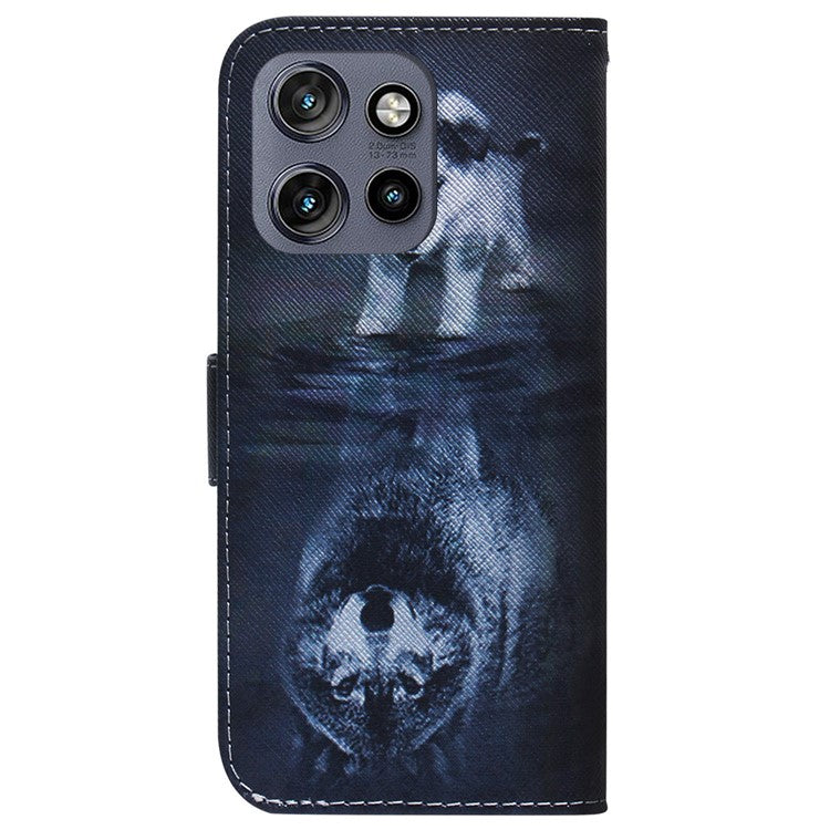 For Motorola Edge 50 Neo 5G / Moto S50 5G / Thinkphone 25 5G Wallet Case Pattern Print Leather Phone Cover - Dog and Wolf