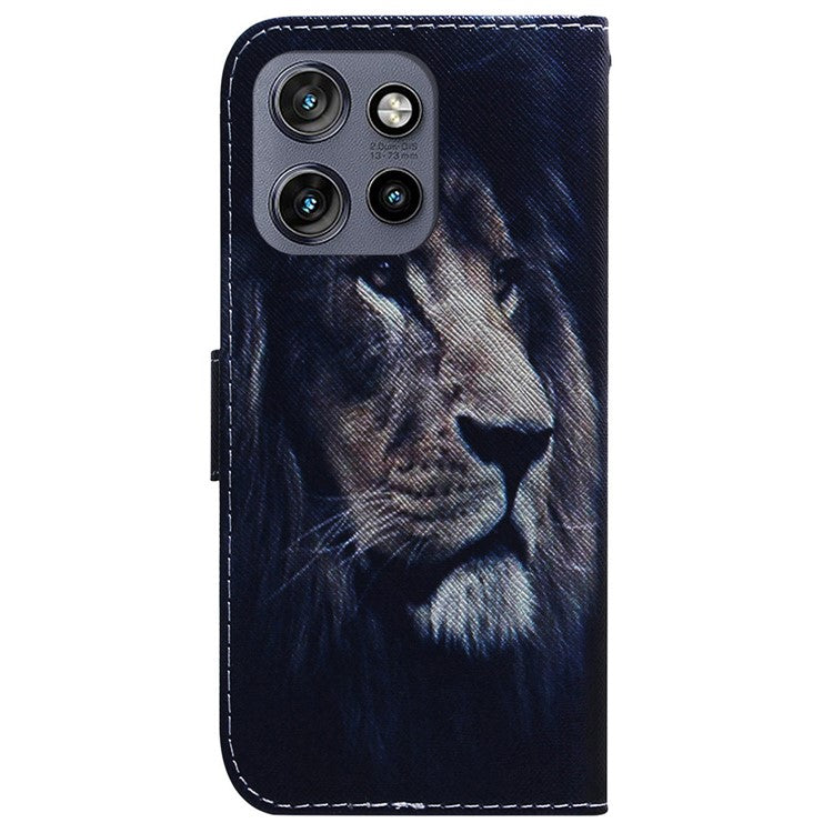 For Motorola Edge 50 Neo 5G / Moto S50 5G / Thinkphone 25 5G Wallet Case Pattern Print Leather Phone Cover - Lion