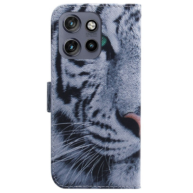 For Motorola Edge 50 Neo 5G / Moto S50 5G / Thinkphone 25 5G Wallet Case Pattern Print Leather Phone Cover - Tiger